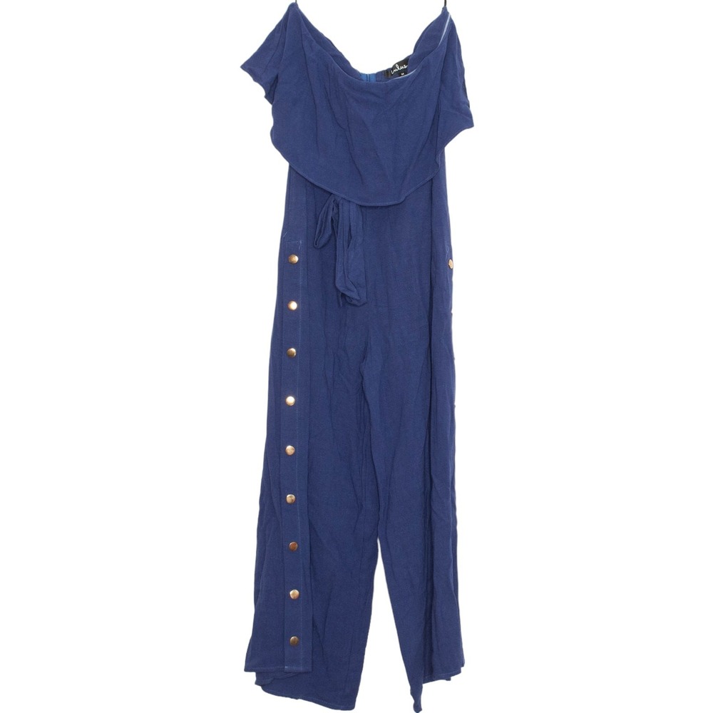 NWT Lulus Jumpsuit Lanah Y2K Boho Coastal Minimalist Strapless Linen Size Medium
